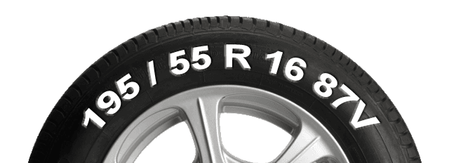 Oznaka 195/55 R16 87V na boku gume